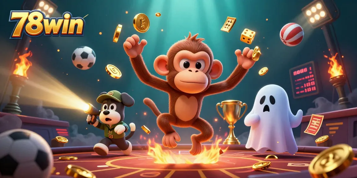 Experience the thrill at 78win with our lively 3D gambling illustration.